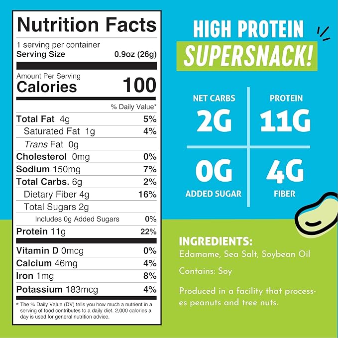 The Only Bean Crunchy Dry Roasted Edamame Snacks – Sea Salt, 11g Protein, Keto, Low Carb, Gluten-Free, 10 Pack