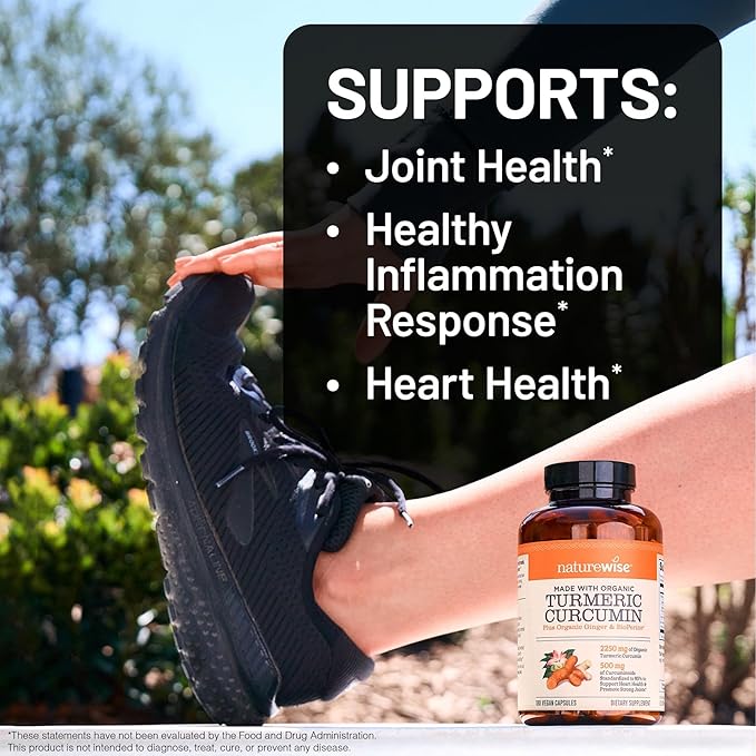 NatureWise Curcumin Turmeric 2250mg with 95% Curcuminoids & BioPerine® – High Absorption Joint & Immune Support – Vegan, Non-GMO, Gluten-Free – 360 Capsules (120-Day Supply)