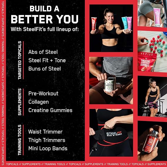 SteelFit Waist Trimmer Belt, Moisture-Resistant Neoprene Waist Trainer, Adjustable Sweat Band for Women & Men