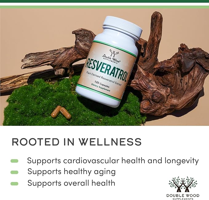 Resveratrol Supplement 500mg – 50% Trans-Resveratrol from Polygonum Root Extract – Antioxidant for Healthy Aging, Heart & Brain Support – Vegan, Non-GMO, Gluten-Free – 120 Capsules by Double Wood