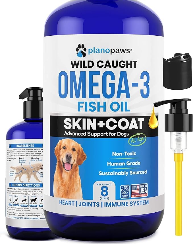 Omega 3 Fish Oil for Dogs - Better Than Salmon Oil - Dog Fish Oil Supplement to Reduce Shedding & Itching - Supports Joints, Brain, and Heart Health - Skin and Coat Supplement - Liquid Fish Oil