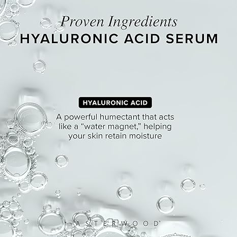 Asterwood Hyaluronic Acid Serum – Plumping, Anti-Aging, Hydrating, Fragrance-Free – 1 fl oz