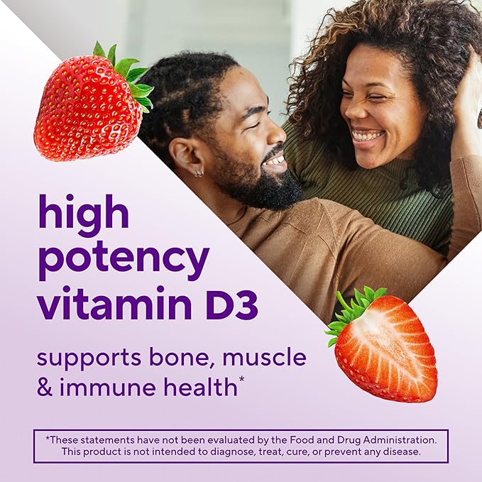 vitafusion Extra Strength Vitamin D3 Gummies – Bone & Immune Support – Strawberry – 120 Count