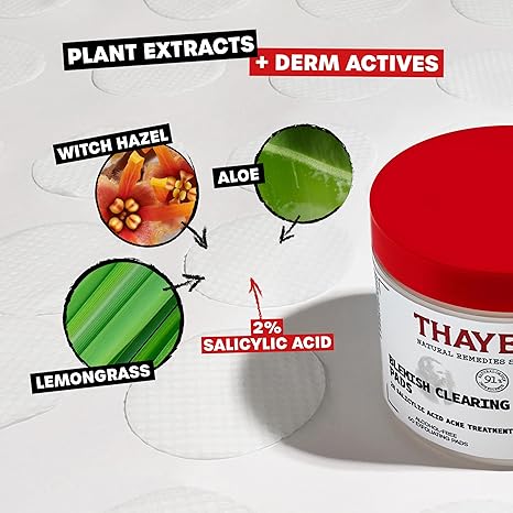 Thayers Blemish Clearing Acne Pads – Salicylic Acid, Witch Hazel, 60 Ct