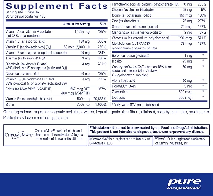 Pure Encapsulations O.N.E. Multivitamin – Once Daily, Antioxidant, Vision & Brain Support – 120 Capsules