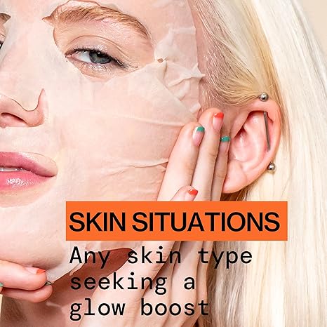 Pacifica Glow Baby Brightening Sheet Face Mask – Vitamin C, Aloe & Kelp – Vegan, Clean Beauty, Cooling Mask for Dark Spots & Fine Lines