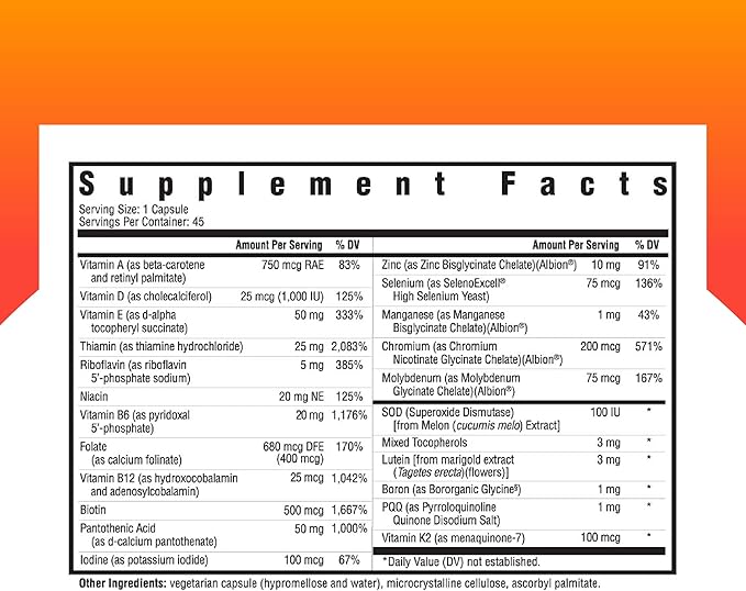 Seeking Health Multivitamin One MF – Methyl-Free, Once Daily, MTHFR Support – 45 Vegetarian Capsules
