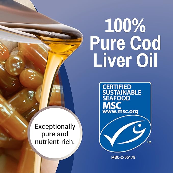 Green Pasture Fermented Cod Liver Oil – Orange Flavor – High in Vitamins A & D, Omega-3 EPA & DHA – Immune, Heart & Joint Support – Non-GMO, Gluten-Free – 120 Capsules