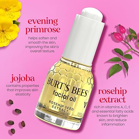 Burt’s Bees Gua Sha Face Oil – Rosehip, Anti-Aging, Natural Facial Oil