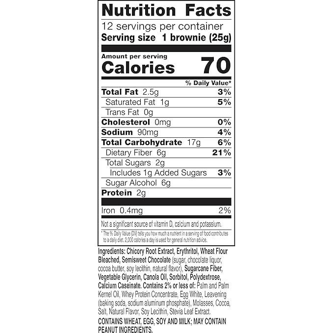 Fiber One 70 Calorie Brownies, Chocolate Chip Snack Bars, Low Sugar, High Fiber, Value Pack, 12 Ct