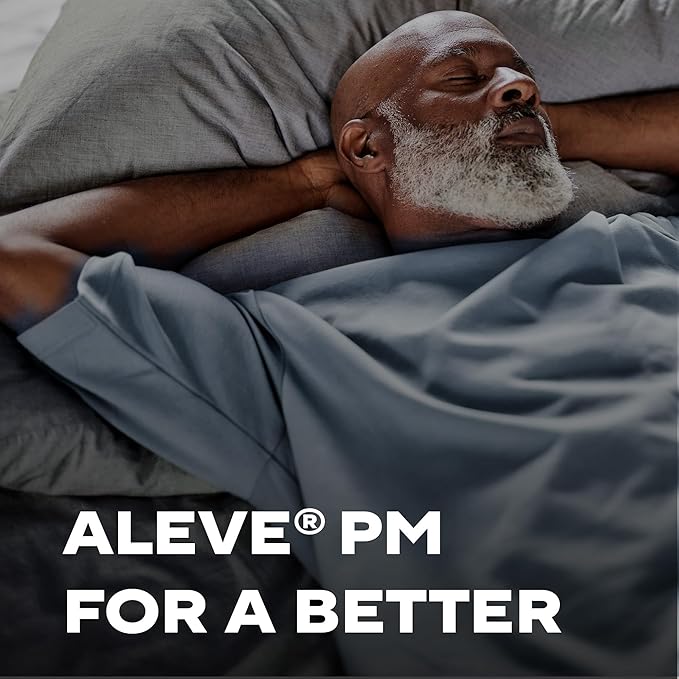 Aleve PM Pain Reliever and Nighttime Sleep Aid Caplets – Naproxen Sodium & Diphenhydramine HCl for Aches and Sleeplessness, 120 Count