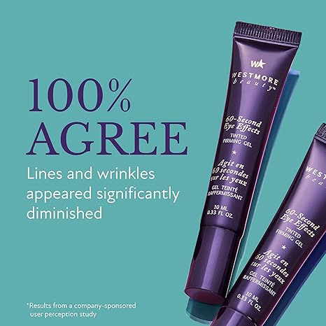 Westmore Beauty 60 Second Effects Tinted Firming Gel – Under Eye Cream for Puffiness & Bags, Instant Tightening, Light to Medium Tint, 0.33 oz