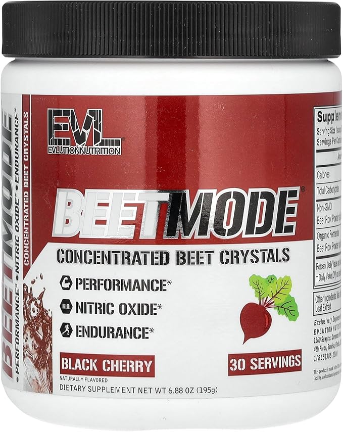 Evlution Nutrition BeetMode Beet Root Powder – Nitric Oxide Booster, Black Cherry Flavor, 30 Servings, Vegan & Gluten-Free