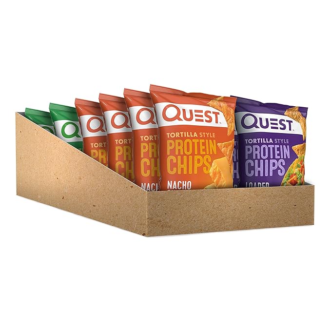 Quest Nutrition Tortilla Style Protein Chips Variety Pack – Chili Lime, Nacho Cheese & Loaded Taco, 12 Pack, Low Carb & Gluten-Free