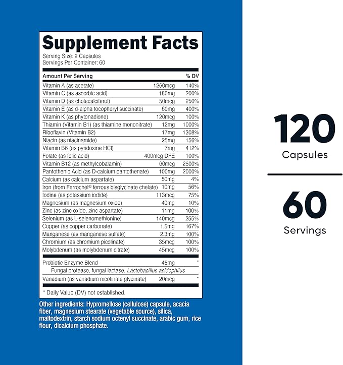 Nutricost Multivitamin with Probiotics – Daily Gut, Immune & Energy Support – 120 Vegetarian Capsules