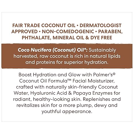 Palmer’s Coconut Water Face Moisturizer – Hydrating, Lightweight, Non-Greasy – Antioxidant, Paraben Free – 1.7 oz