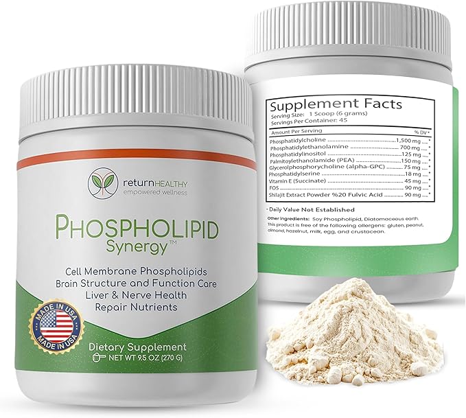Phospholipid Synergy Powder – Cellular Repair, Brain & Liver Support – Natural Antioxidant for Memory, Focus & Detox – Non-GMO – 270g