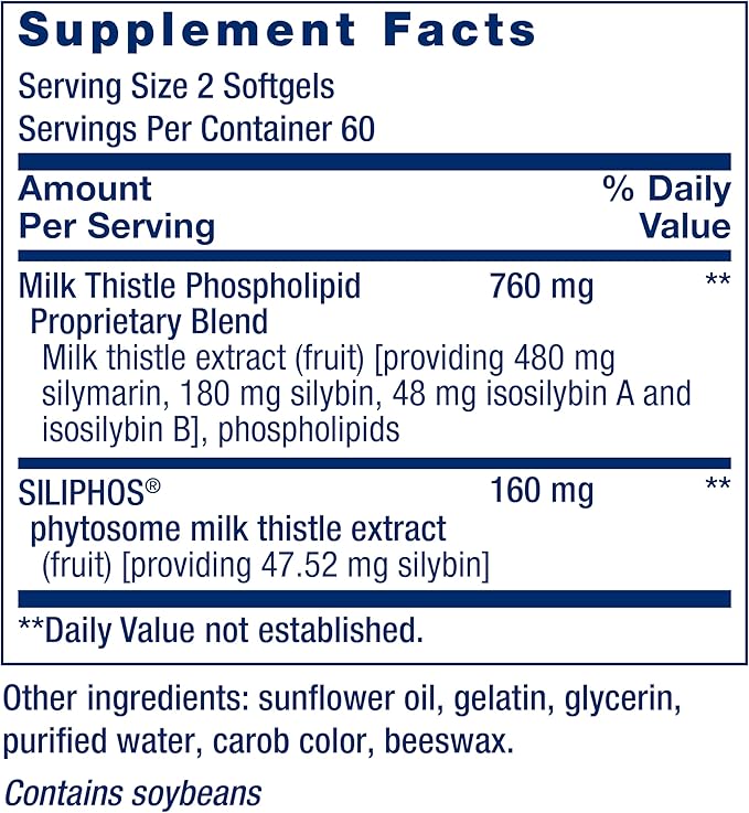 Life Extension Advanced Milk Thistle – Silybin & Phosphatidylcholine – Liver & Kidney Health – Non-GMO, Gluten-Free – 120 Softgels