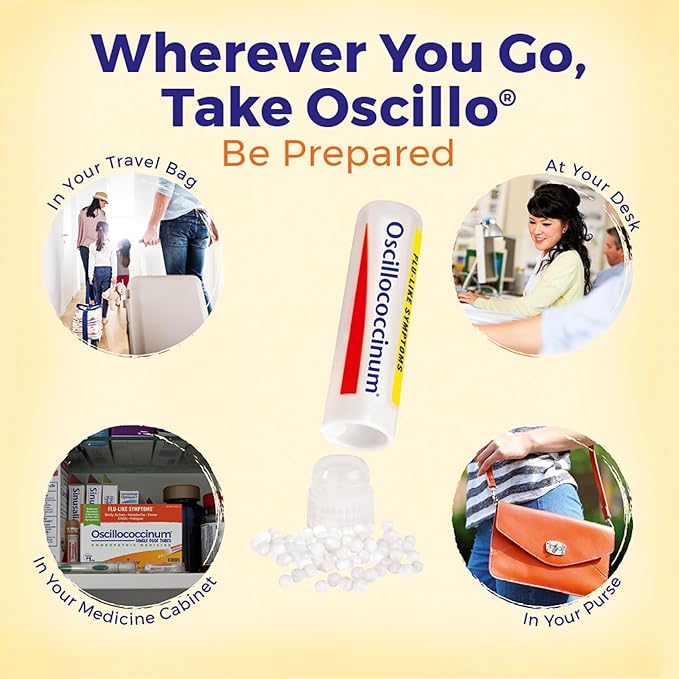 Boiron Oscillococcinum Natural Flu Relief – Homeopathic Medicine for Fever, Chills, Body Aches, and Fatigue – 6 Single Doses