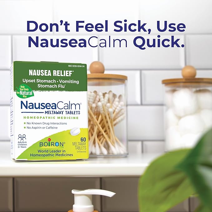 Boiron NauseaCalm Tablets for Nausea and Upset Stomach Relief Non Drowsy Meltaway Formula 60 Count