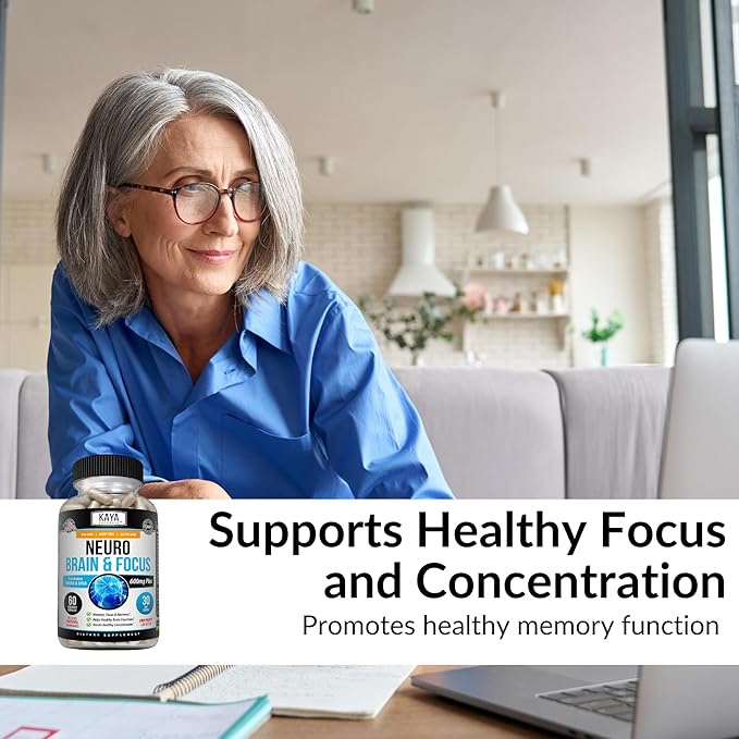 Kaya Naturals Neuro Brain Supplement – Nootropic Capsules for Memory, Focus, Mental Clarity & Cognitive Support – 60 Count