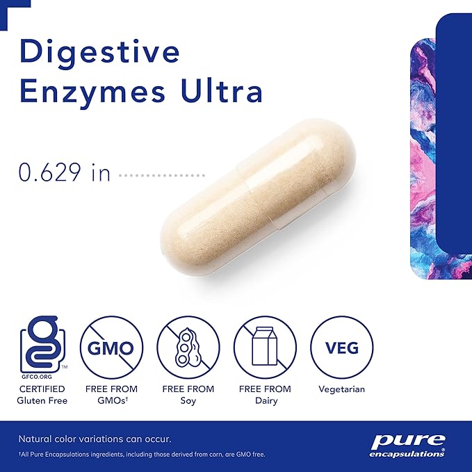 Pure Encapsulations Digestive Enzymes Ultra – Vegetarian Enzyme Blend for Protein, Carb, Fiber & Dairy Digestion – Non-GMO, Gluten-Free – 90 Capsules