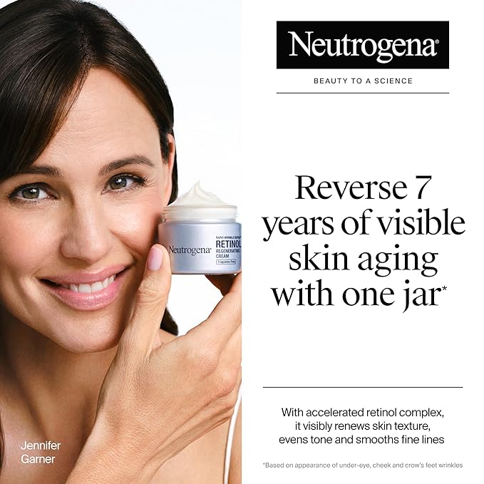 Neutrogena Rapid Wrinkle Repair Retinol Face Moisturizer – Fragrance Free – Daily Anti-Aging Cream with Retinol & Hyaluronic Acid – 1.7 oz