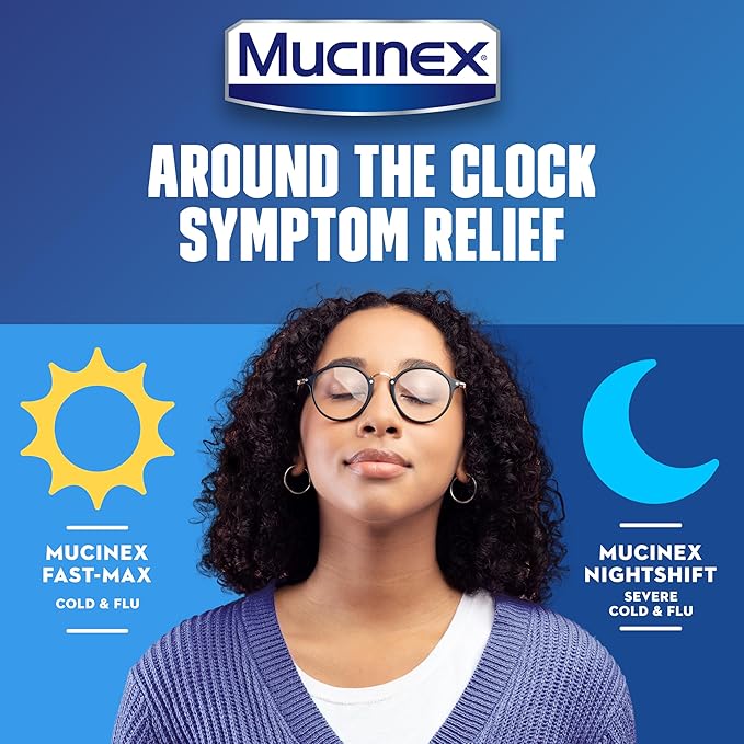 Mucinex Maximum Strength Fast-Max Cold & Flu + Nightshift – 2 Pack (6 fl oz Bottles)