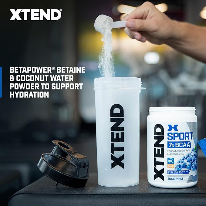 XTEND Sport BCAA Powder – Blue Raspberry Ice, Electrolyte Recovery & Hydration, 30 Servings