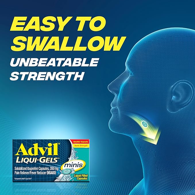 Advil Liqui-Gels Minis – 200 Count – Pain Reliever & Fever Reducer for Adults with Ibuprofen 200mg – Fast-Acting Liquid Capsules