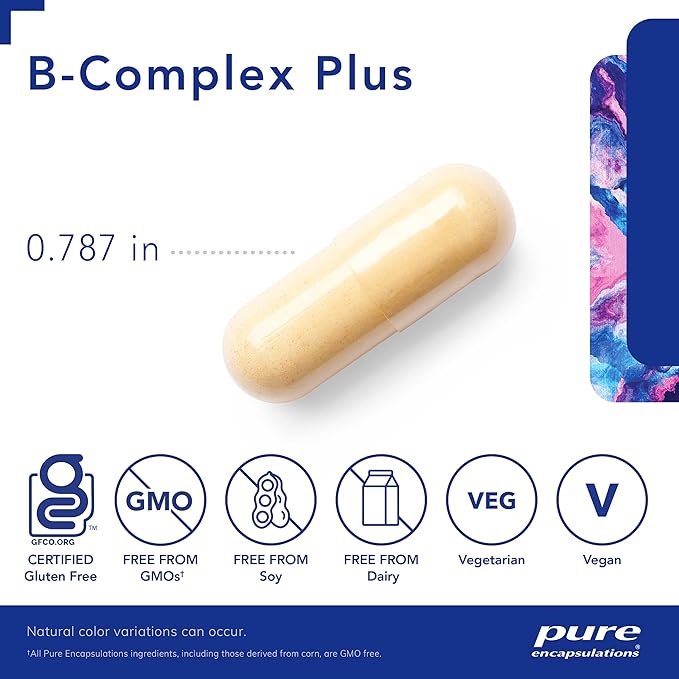 Pure Encapsulations B-Complex Plus – Neurological, Heart & Energy Support – With B12 & Metafolin® – 60 Capsules