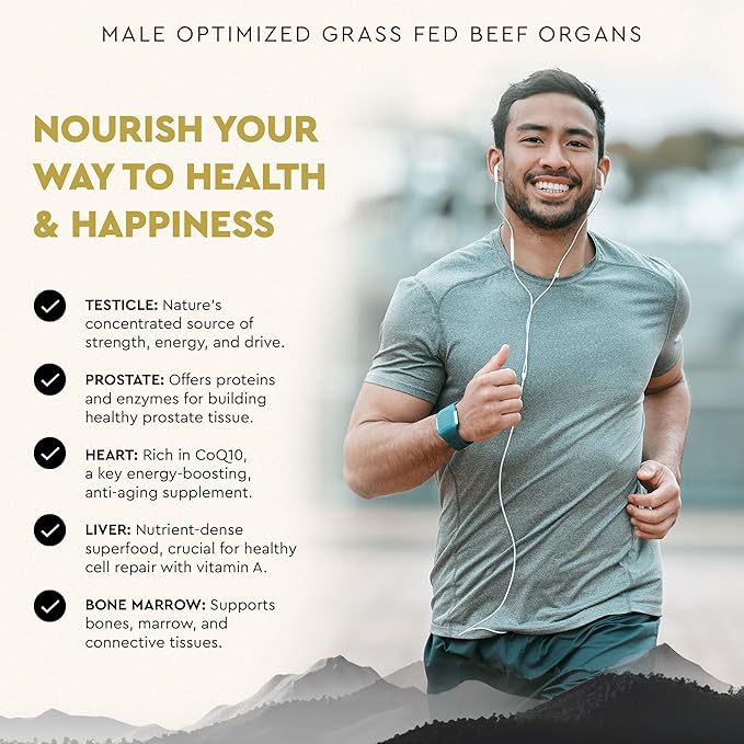 Ancestral Supplements MOFO – Men’s Health & Testosterone Support – Grass-Fed Beef Organs, Vitality & Energy – Non-GMO – 180 Capsules
