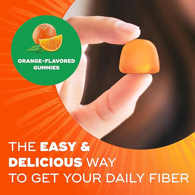 Metamucil Fiber Gummies for Adults – No Sugar Added, 5g Plant-Based Prebiotic Fiber – Orange Flavor – Non-GMO, Gluten-Free – 120 Gummies