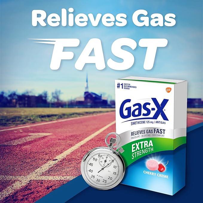 Gas-X Extra Strength Chewable Tablets for Gas and Bloating Relief Simethicone 125 mg Cherry Flavor 72 Count