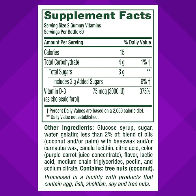 vitafusion Extra Strength Vitamin D3 Gummies – Bone & Immune Support – Strawberry – 120 Count
