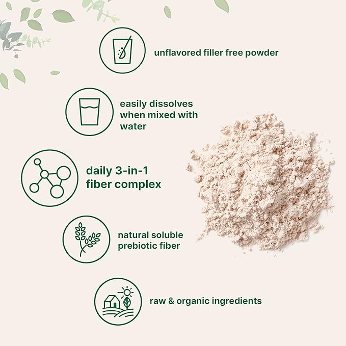 Micro Ingredients Organic Triple Fiber Powder – Inulin, Acacia & Psyllium Husk – Digestive Health & Hunger Support – Unflavored, Vegan, Non-GMO, Gluten-Free – 2 lb