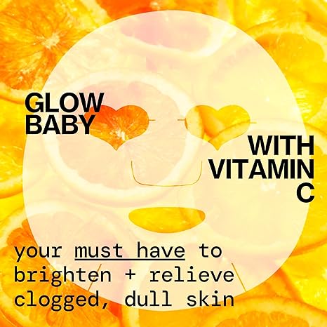 Pacifica Glow Baby Brightening Sheet Face Mask – Vitamin C, Aloe & Kelp – Vegan, Clean Beauty, Cooling Mask for Dark Spots & Fine Lines
