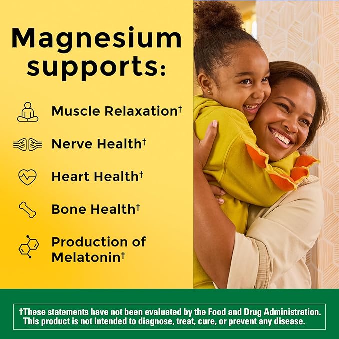 Nature Made Magnesium Oxide 250mg – Muscle, Heart, Bone & Nerve Support – 200 Tablets