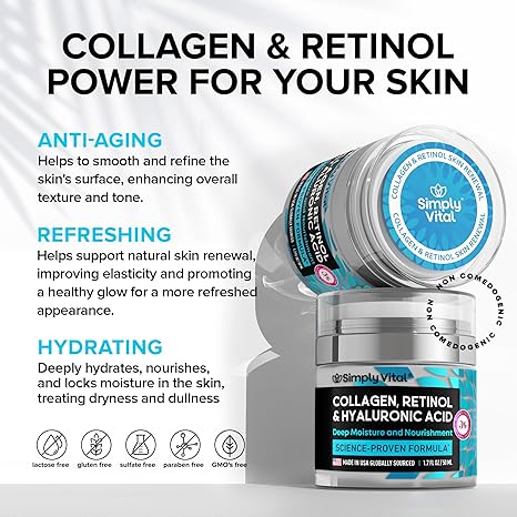 SimplyVital Collagen & Retinol Face Cream – Anti-Aging, Firming Moisturizer