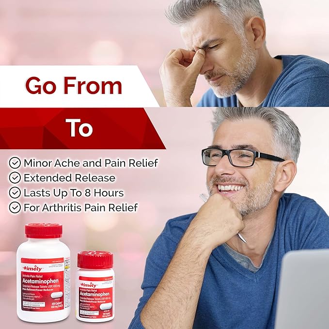 TIME-CAP LABS Timely Acetaminophen 650mg Extended Release – Arthritis & Joint Pain Relief Caplets – 400 Count for Long-Lasting Aches & Fever Relief