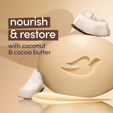 Dove Coconut & Cocoa Butter Beauty Bar Soap – Moisturizing, Nourishing, Gentle Cleanser – 6 Bars (3.75 oz Each)