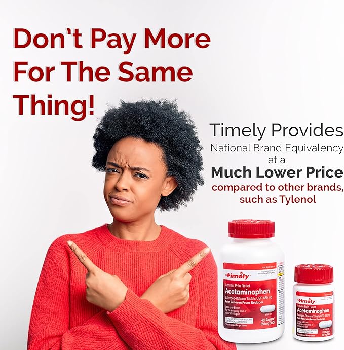 TIME-CAP LABS Timely Acetaminophen 650mg Extended Release – Arthritis & Joint Pain Relief Caplets – 400 Count for Long-Lasting Aches & Fever Relief