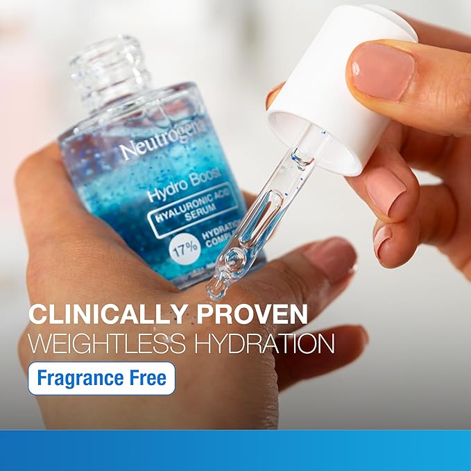 Neutrogena Hydro Boost Hyaluronic Acid Serum – Lightweight, Oil-Free, Fragrance Free – Daily Hydrating Serum for Dry Skin – Non-Comedogenic – 1 oz