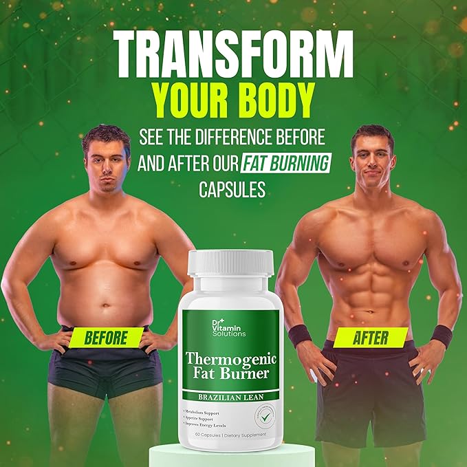 Thermogenic Fat Burner – Brazilian Lean by Dr. Vitamin | Waist Trimmer, Bloating Support, Appetite Suppressant & Energy Booster – Weight Loss Supplement for Women & Men – 60 Capsules