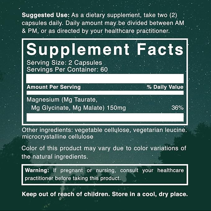 Triple Calm Magnesium 150mg – Glycinate, Malate & Taurate – Calming Sleep & Relaxation Support – 120 Capsules