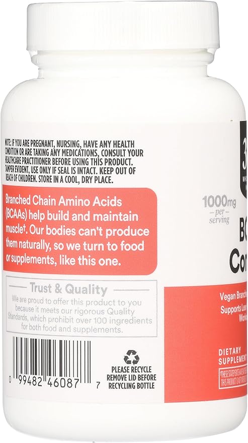 Whole Foods Market BCAA Complex – 60 Count, Branched-Chain Amino Acids Supplement