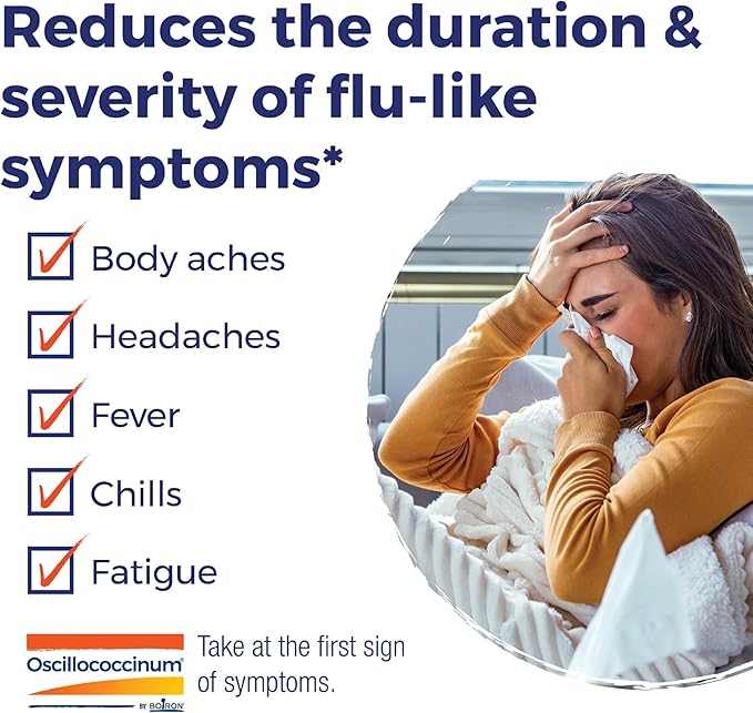 Boiron Oscillococcinum Natural Flu Relief – Homeopathic Medicine for Fever, Chills, Body Aches, and Fatigue – 6 Single Doses