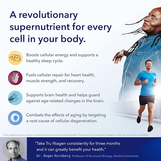 TRU NIAGEN® NAD+ Supplement – 300mg Niagen® – Patented Anti-Aging, Cellular Energy & Brain Health – 30 Capsules