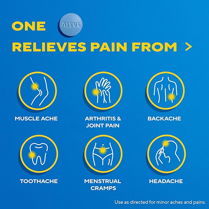 Aleve Pain Reliever and Fever Reducer Tablets – 220mg Naproxen Sodium for Headache, Body, Back, Arthritis, Cramps – 270 Count