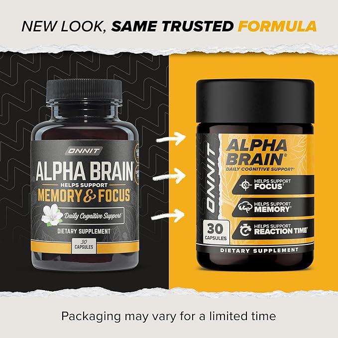 ONNIT Alpha Brain Nootropic Supplement – Focus & Mental Clarity – Caffeine-Free Brain Booster with L-Theanine, Vitamin B6 & Phosphatidylserine – 30 Capsules
